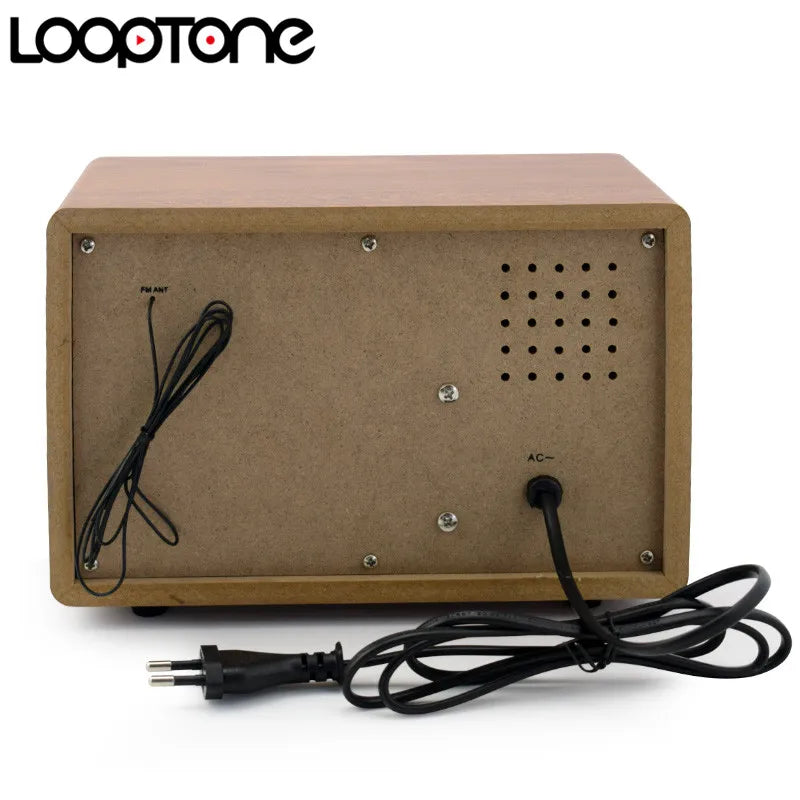 Tabletop AM/FM Radio Vintage Retro Classic Radio Bluetooth-Compatible Built-In Speaker Treble&Bass Hand-Crafted Wood