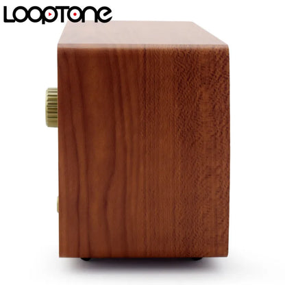 Tabletop AM/FM Radio Vintage Retro Classic Radio Bluetooth-Compatible Built-In Speaker Treble&Bass Hand-Crafted Wood