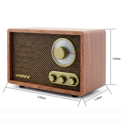 Tabletop AM/FM Radio Vintage Retro Classic Radio Bluetooth-Compatible Built-In Speaker Treble&Bass Hand-Crafted Wood