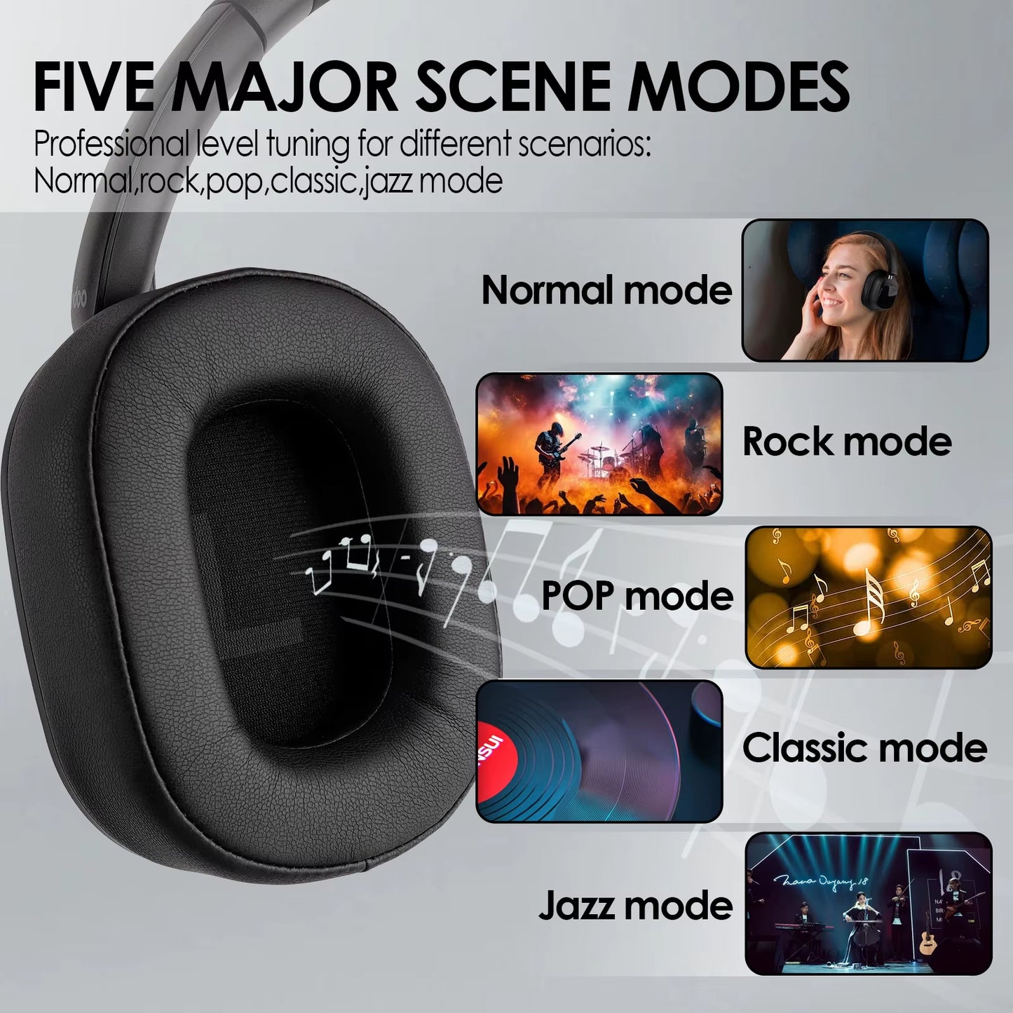 Jh-Anc930Plus Hybrid Wireless Headphone, Active Noise Cancelling Headphones with Multi Magnetic Touch Control LED Screen