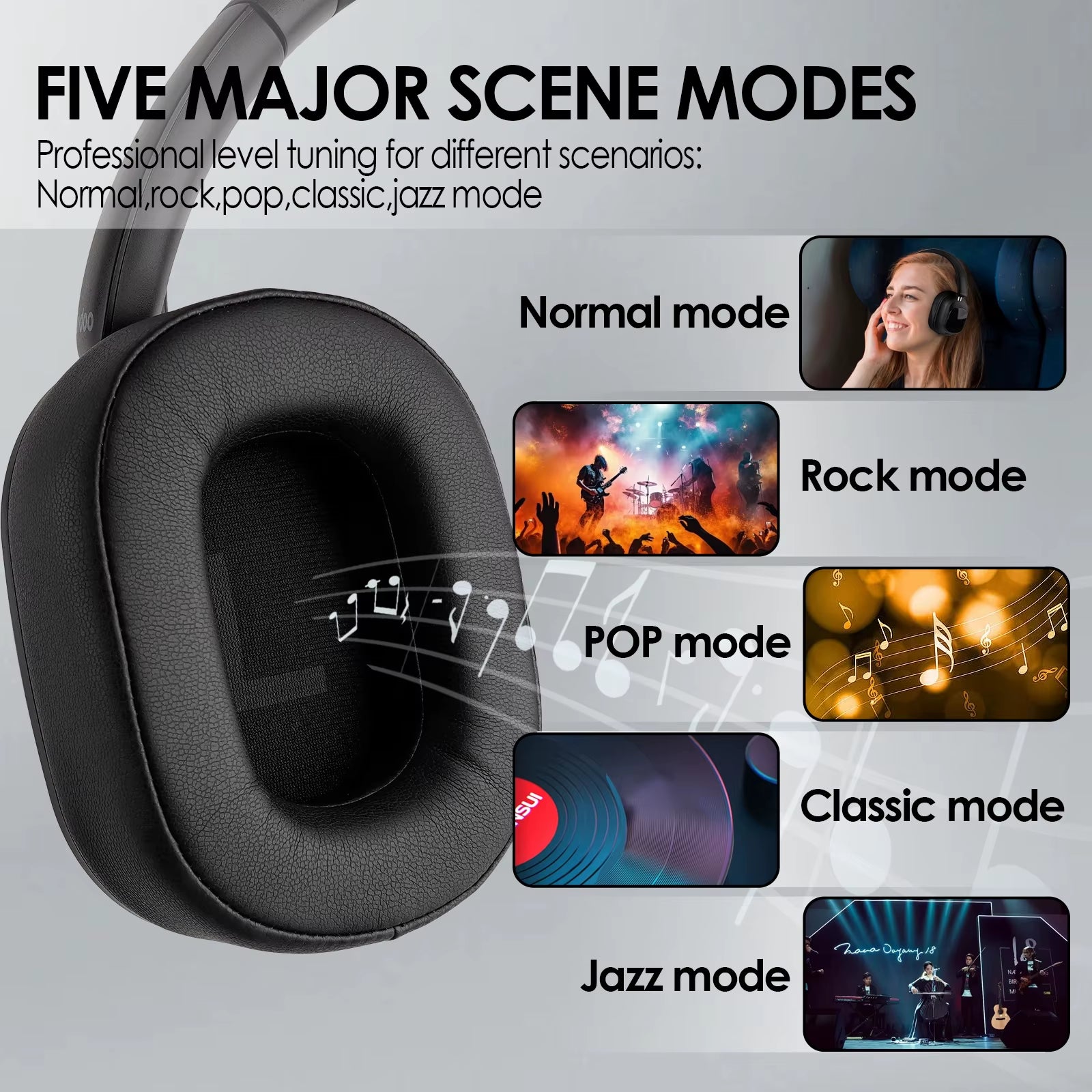 Jh-Anc930Plus Hybrid Wireless Headphone, Active Noise Cancelling Headphones with Multi Magnetic Touch Control LED Screen