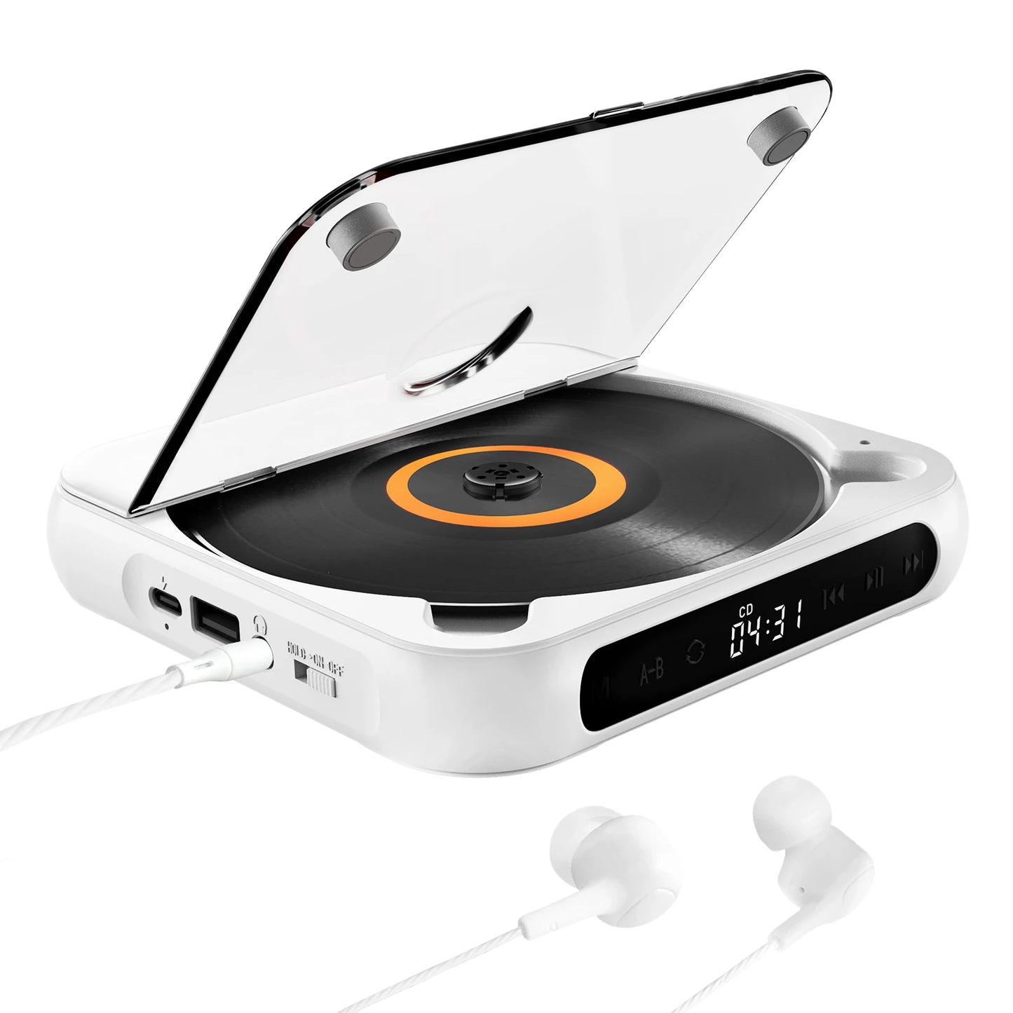 KC918 CD Player - Portable Bluetooth Speaker, LED Screen, Stereo Player, HIFI Sound Quali, Built in 2000Mah Rechargeable Battery